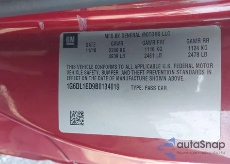 2011 Cadillac Cts Performance Collection from USA, damaged, VIN 1G6DL1ED9B0134019